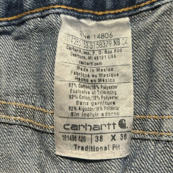 Carhartt Jeans 38x36 Elton Straight Leg 5 Pocket Denim 101496 Medium Wash - Picture 4 of 10